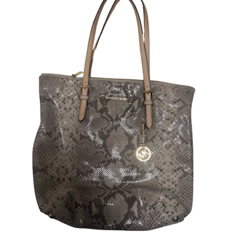 Michael Kors Python Effect Bag Tote Embossed Leat… - image 1